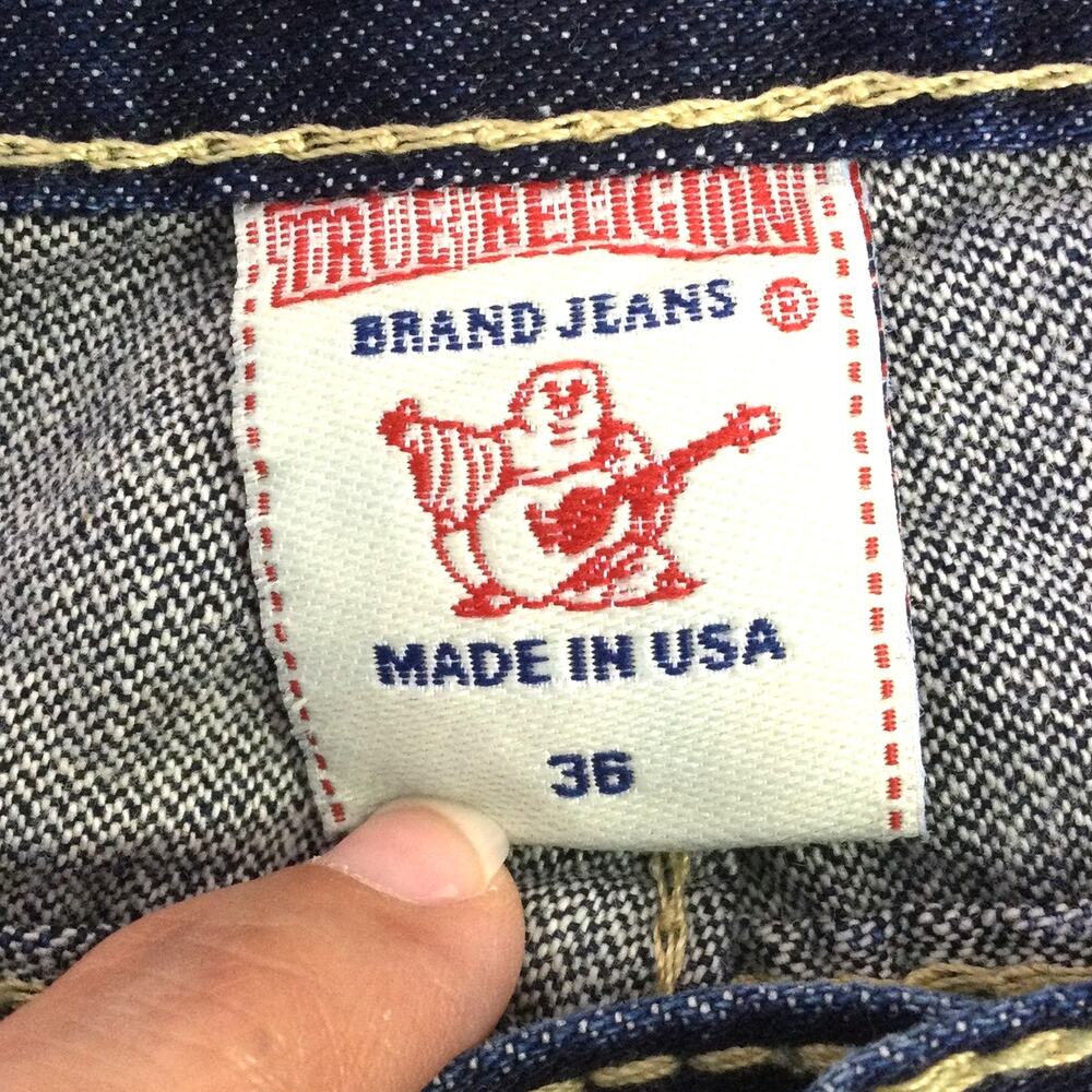 True Religion Rainbow Ricky Men's Dark Wash Straight Leg Flap Pockets Jeans 36 - Picture 9 of 14